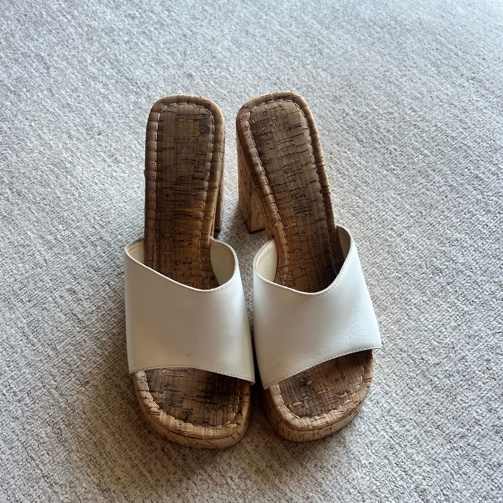 Princess Polly White and Tan Platforms